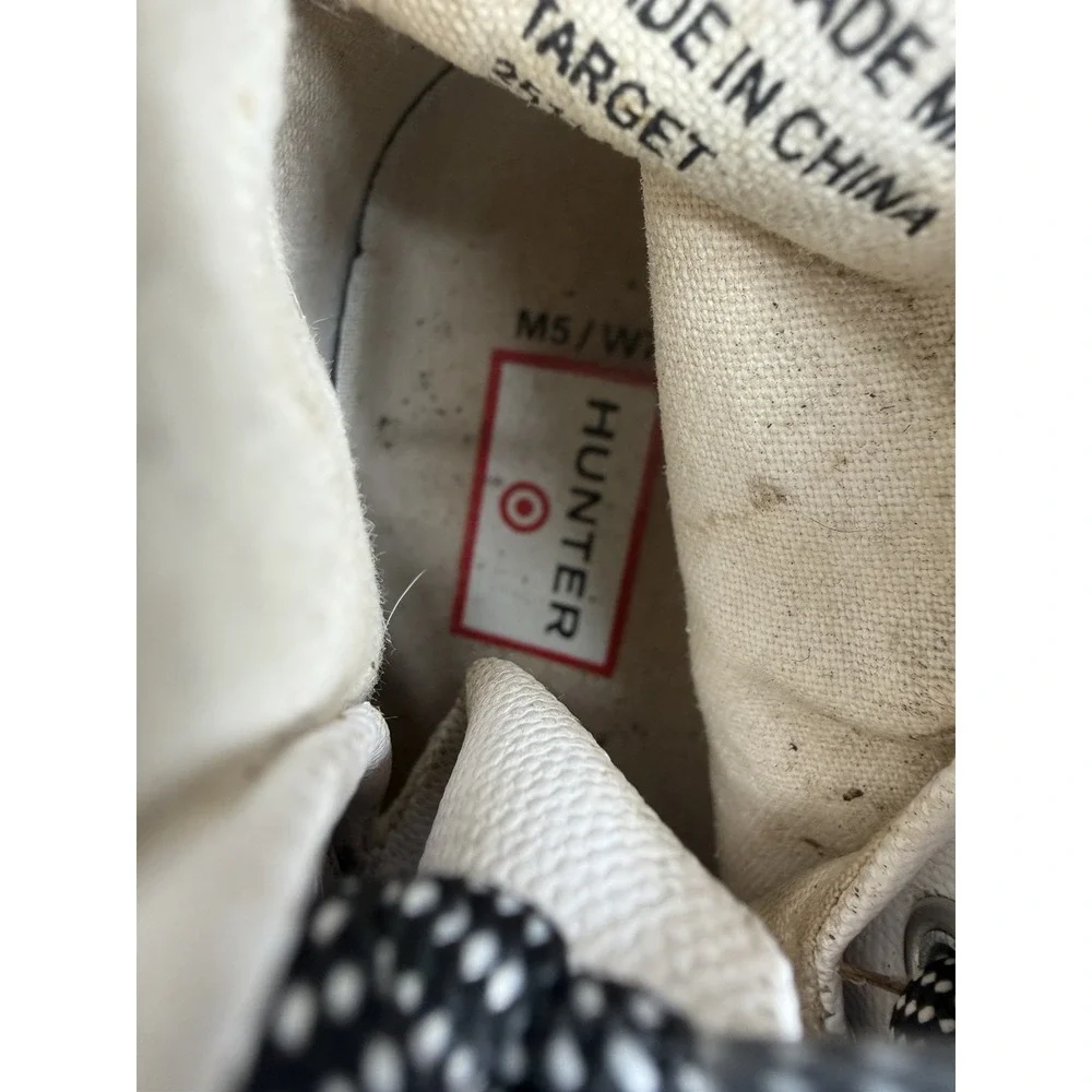 Hunter For Target Rain Boots Women 7 White Canvas Top Waterproof Ankle Boot